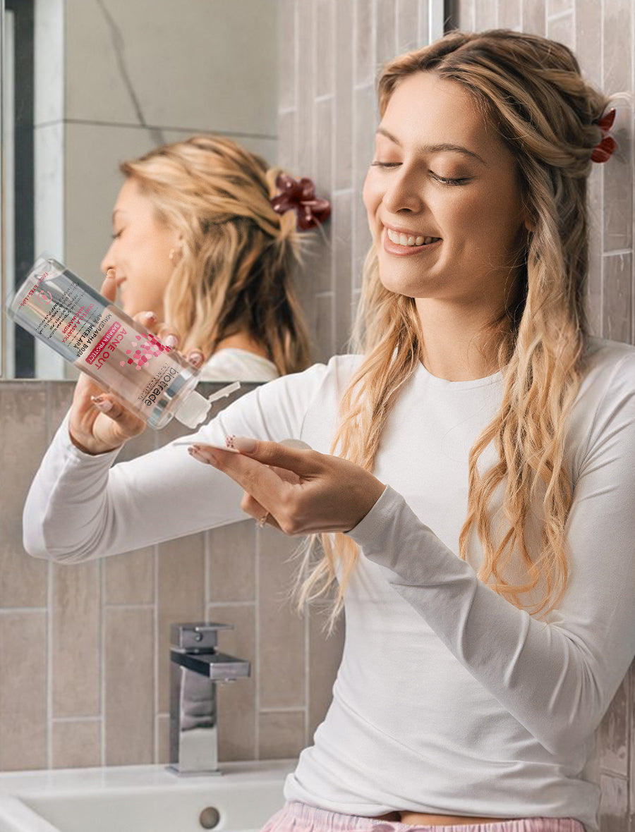 Кожа преди и след почистване с Acne Out Barrier Protect
